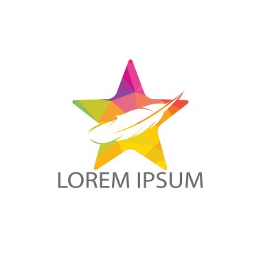 Star Feather Quill sembolü vektör tasarımı. Avukat Hukuk firması Logo tasarımı.