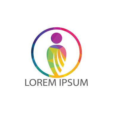 İnsan karakteri sağlık logo tasarımı. Fitness ve sağlık soyut logo tasarımı. Etkin insan logo tıbbi logo kavramı.