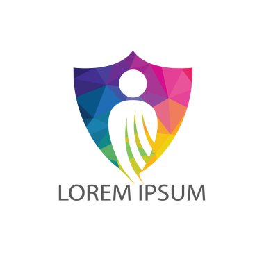 İnsan karakteri sağlık logo tasarımı. Fitness ve sağlık soyut logo tasarımı. Etkin insan logo tıbbi logo kavramı.