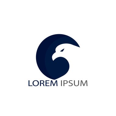 Falcon vektör logosu tasarımı. Sanatsal ve sadeleştirilmiş kuşlu yaratıcı logo tasarımı kavramı.