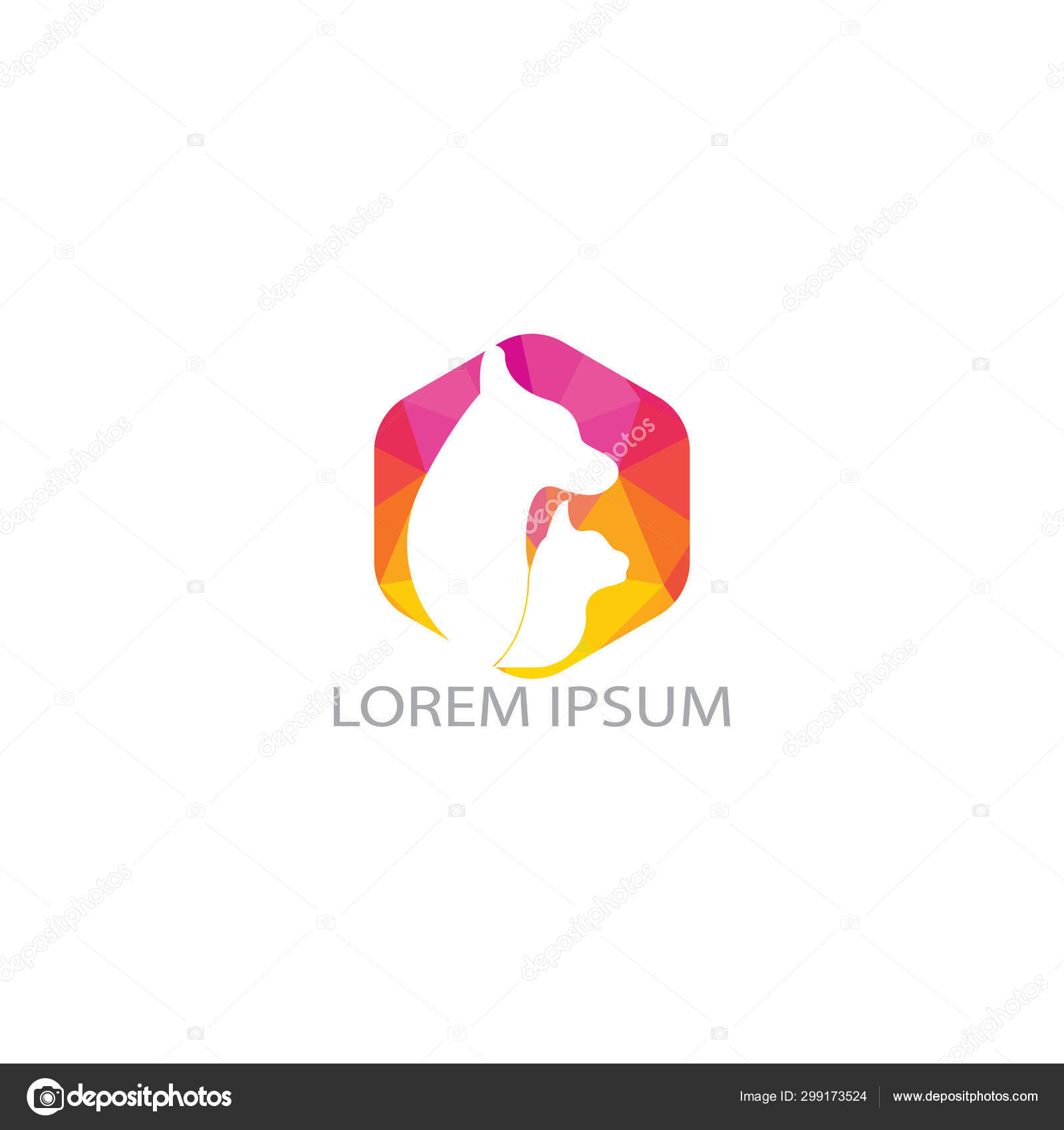 Pet Care Clinic Logo Design Cat Dog Icon Design Vector Stock