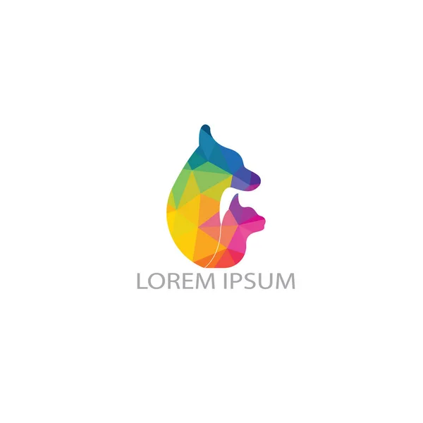 Hayvan bakım kliniği logosu tasarımı. Kedi ve Köpek ikonu tasarımı. Veteriner kliniği için vektör logosu. Bir evcil hayvan dükkanı için logo..