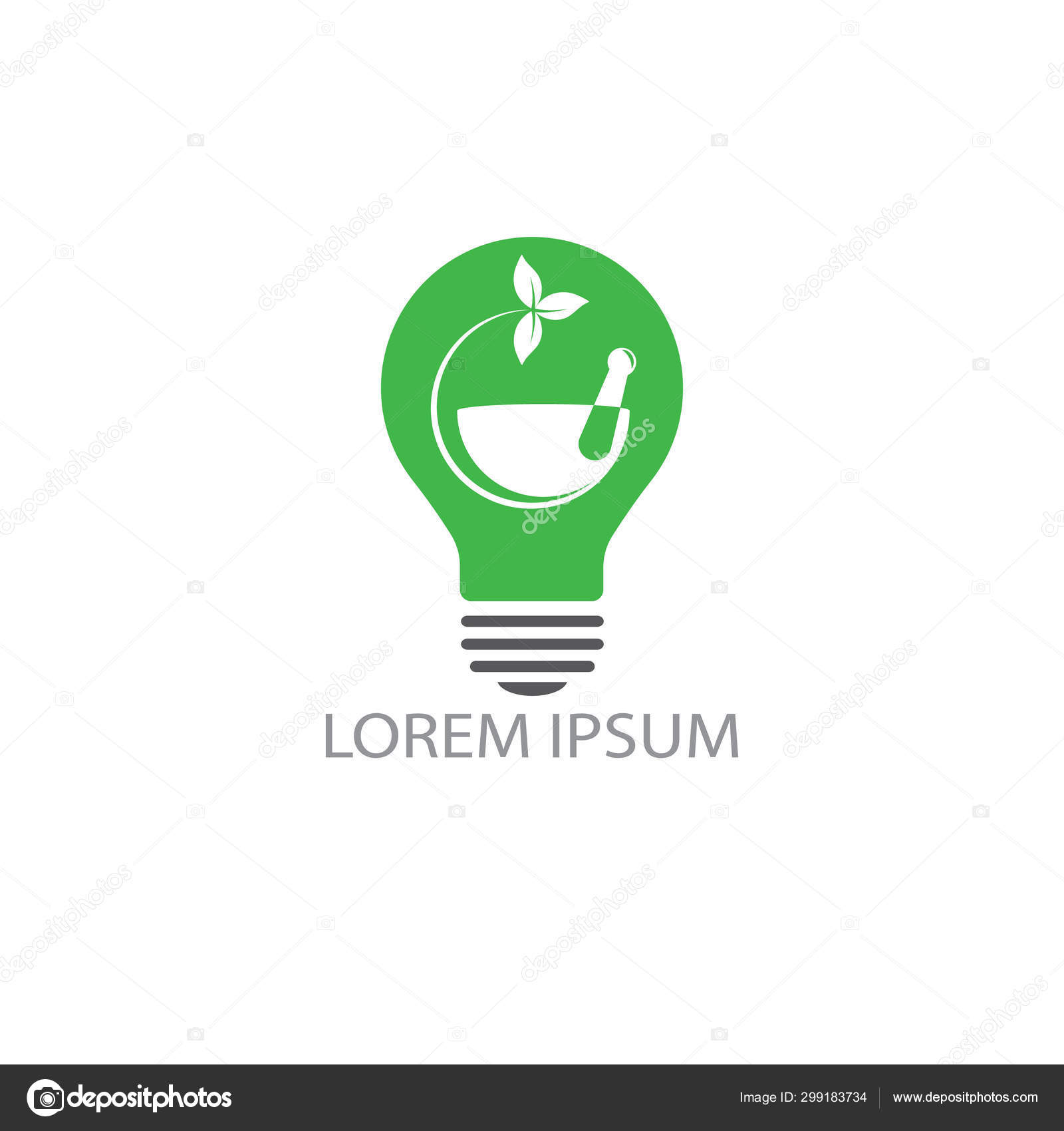 Creative Light Bulb Pharmacy Medical Logo Design Natural Mortar