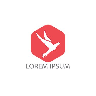 Güvercin kuş logo tasarımı. Uçan Kuş Logo tasarımı. Hayvan kurtarma vakfı işareti.