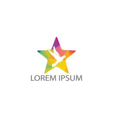 Star Pigeon kuş logo tasarımı. Uçan Kuş Logo tasarımı. Hayvan kurtarma vakfı işareti.