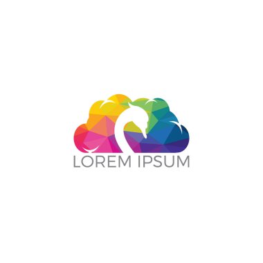 Kuğular logo tasarımı. Kuş logosu işareti. Güzellik logosu işareti, bulut şekli vektörü.