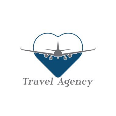 Uçak, Havayolu Logo Etiketi. Yolculuk, Hava Yolculuğu, Uçak Sembolü. Vektör İllüstrasyonu