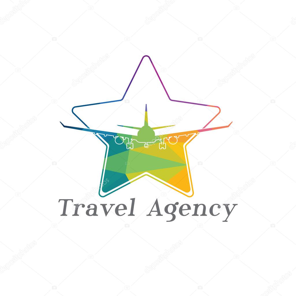 Airplane, Airline Logo Label. Journey, Air Travel, Airliner Symbol. Vector Illustration