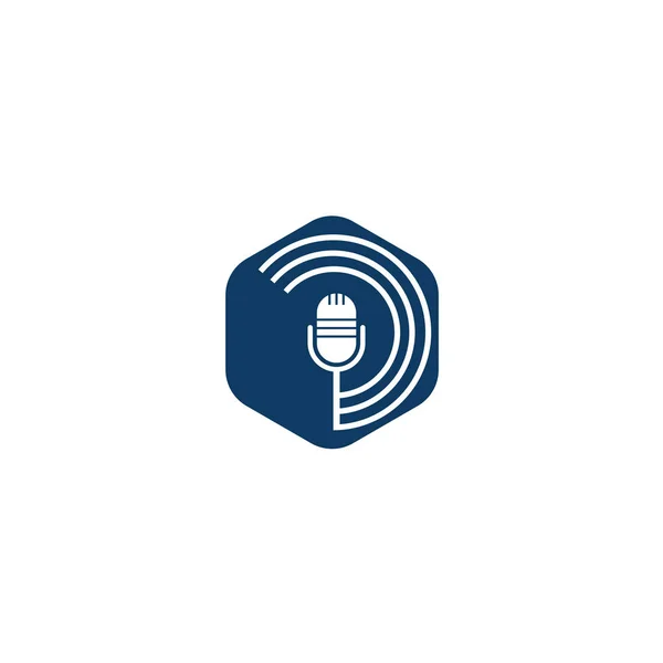 Σχεδιασμός Λογότυπου Podcast Τραπέζι Στούντιο Μικρόφωνο Οθόνη Εικονίδιο Σχεδιασμού — Διανυσματικό Αρχείο