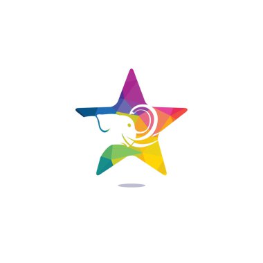 Yıldız fil vektör logo tasarımı. Yaratıcı fil soyut logo tasarımı.