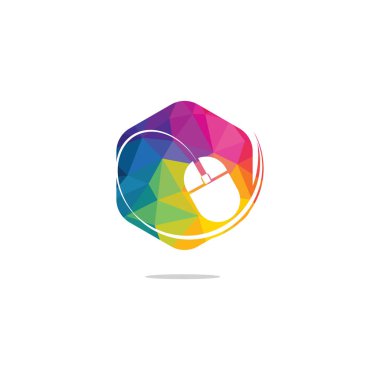 Bilgisayar fare logo tasarımı. Hızlı İmleç logo tasarımları konsepti.