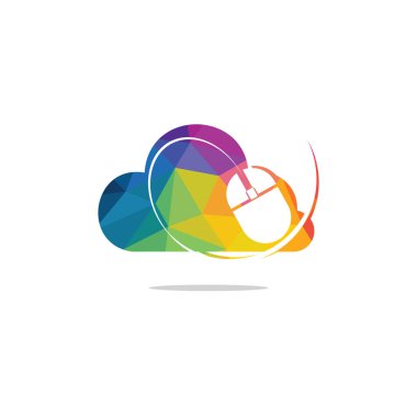  Bilgisayar fare ve bulut logo tasarımı. Hızlı İmleç logo tasarımları konsepti.