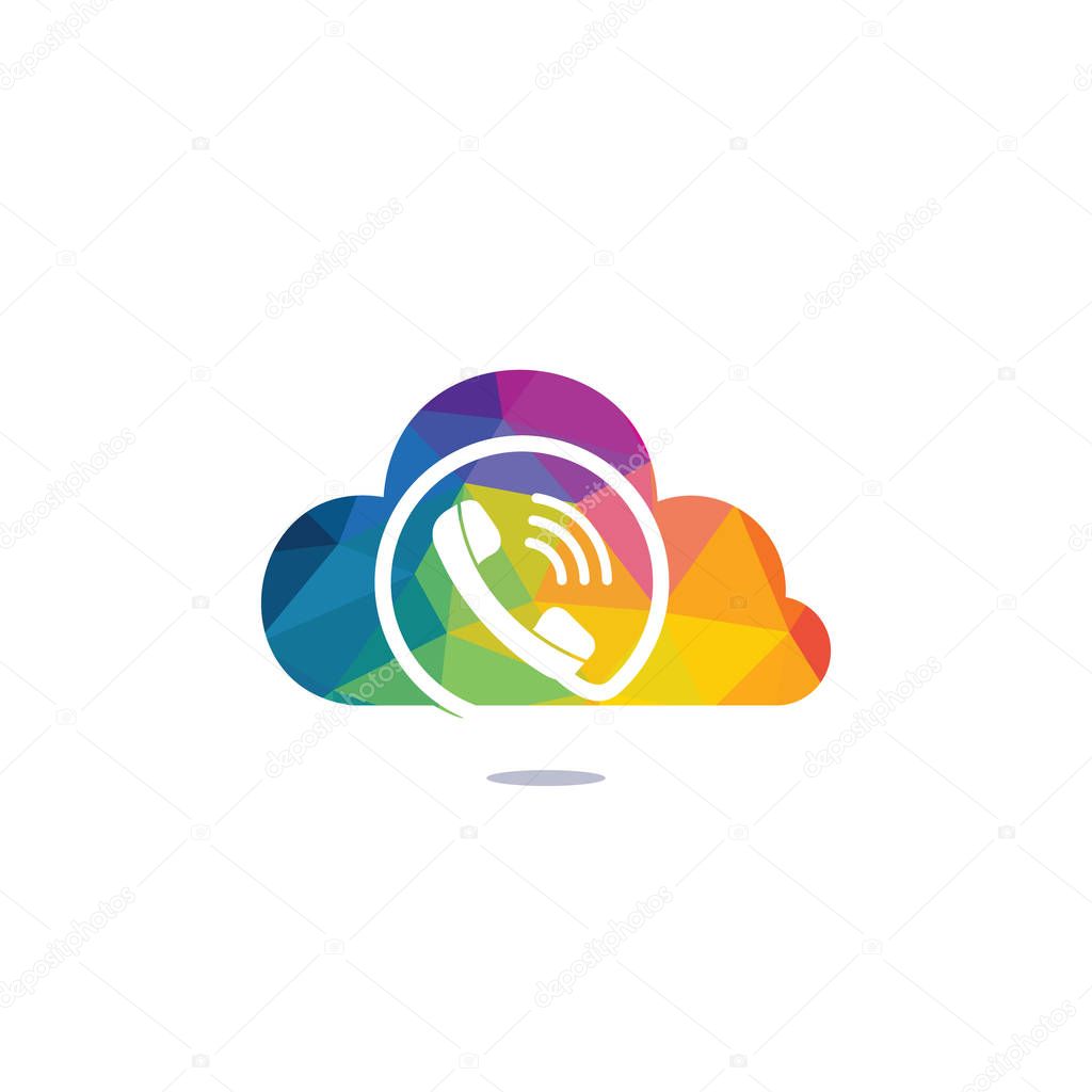 Telephone and cloud logo template design. Telephone logo with modern frame vector design.