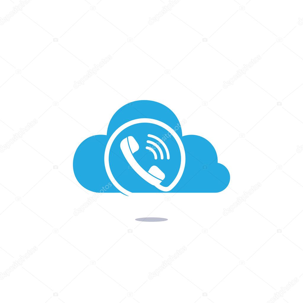 Telephone and cloud logo template design. Telephone logo with modern frame vector design.