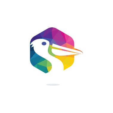 Pelikan vektör logo tasarımı. Pelikan Hayvan İkonu vektör illüstrasyon amblemi.