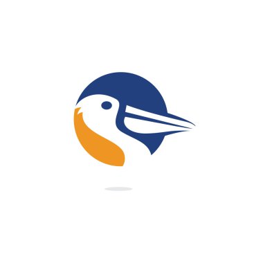 Pelikan vektör logo tasarımı. Pelikan Hayvan İkonu vektör illüstrasyon amblemi.