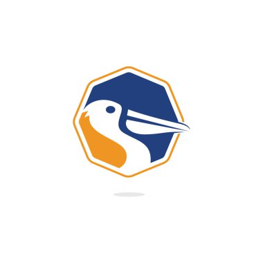 Pelikan vektör logo tasarımı. Pelikan Hayvan İkonu vektör illüstrasyon amblemi.