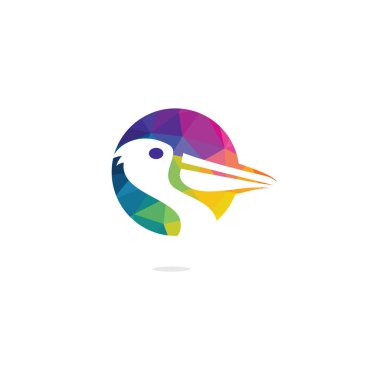 Pelikan vektör logo tasarımı. Pelikan Hayvan İkonu vektör illüstrasyon amblemi.