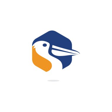 Pelikan vektör logo tasarımı. Pelikan Hayvan İkonu vektör illüstrasyon amblemi.