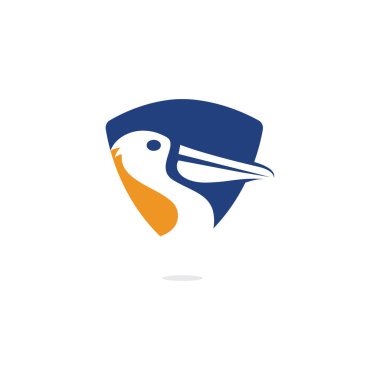 Pelikan vektör logo tasarımı. Pelikan Hayvan İkonu vektör illüstrasyon amblemi.