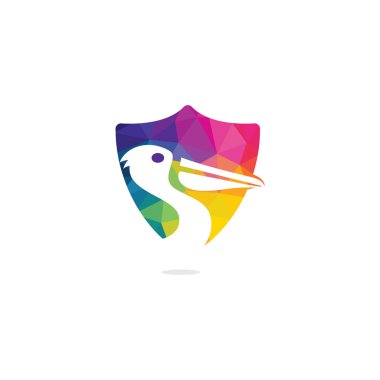 Pelikan vektör logo tasarımı. Pelikan Hayvan İkonu vektör illüstrasyon amblemi.