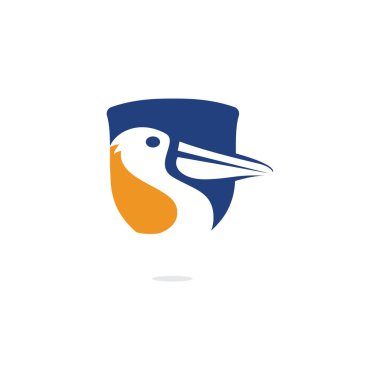 Pelikan vektör logo tasarımı. Pelikan Hayvan İkonu vektör illüstrasyon amblemi.