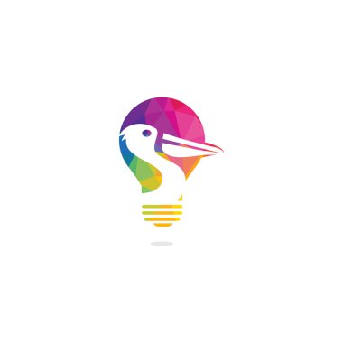 Pelikan vektör logo tasarımı. Pelikan Hayvan İkonu vektör illüstrasyon amblemi.