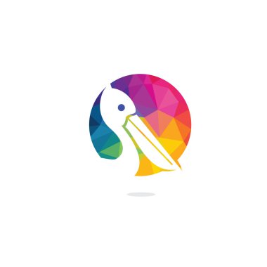 Pelikan vektör logo tasarımı. Pelikan Hayvan İkonu vektör illüstrasyon amblemi.
