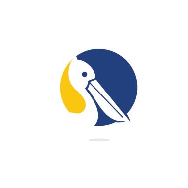Pelikan vektör logo tasarımı. Pelikan Hayvan İkonu vektör illüstrasyon amblemi.