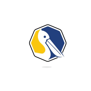 Pelikan vektör logo tasarımı. Pelikan Hayvan İkonu vektör illüstrasyon amblemi.