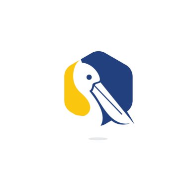 Pelikan vektör logo tasarımı. Pelikan Hayvan İkonu vektör illüstrasyon amblemi.
