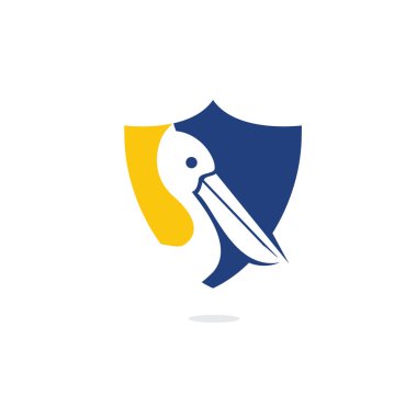 Pelikan vektör logo tasarımı. Pelikan Hayvan İkonu vektör illüstrasyon amblemi.