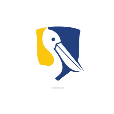 Pelikan vektör logo tasarımı. Pelikan Hayvan İkonu vektör illüstrasyon amblemi.