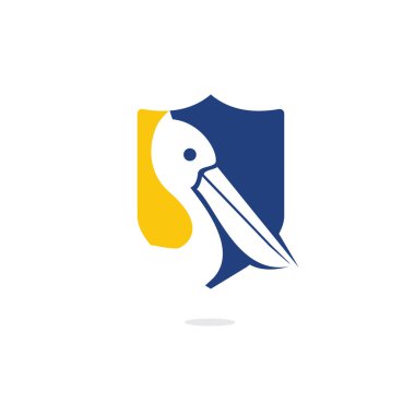 Pelikan vektör logo tasarımı. Pelikan Hayvan İkonu vektör illüstrasyon amblemi.