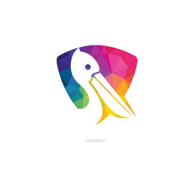 Pelikan vektör logo tasarımı. Pelikan Hayvan İkonu vektör illüstrasyon amblemi.