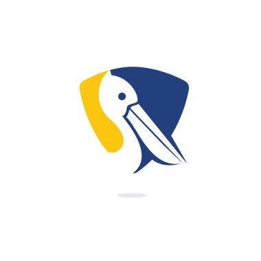 Pelikan vektör logo tasarımı. Pelikan Hayvan İkonu vektör illüstrasyon amblemi.