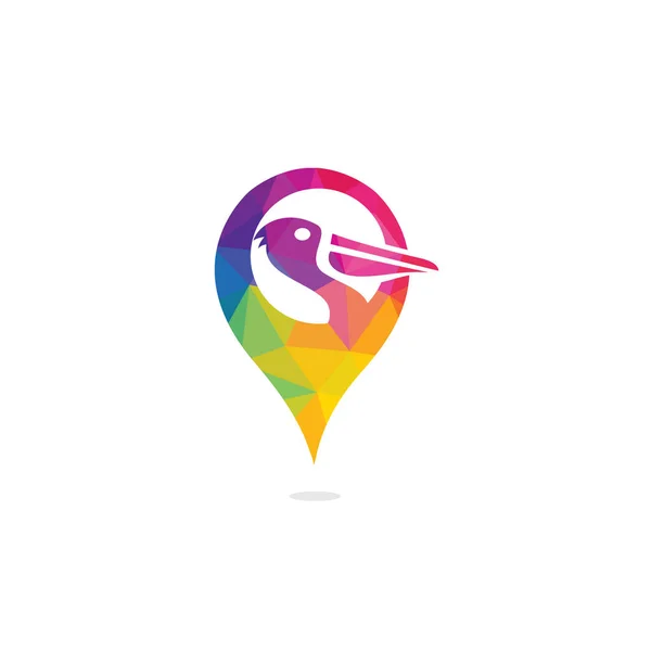 Pelican Och Map Pekare Logo Kombination Gps Locator Och Pelican — Stock vektor