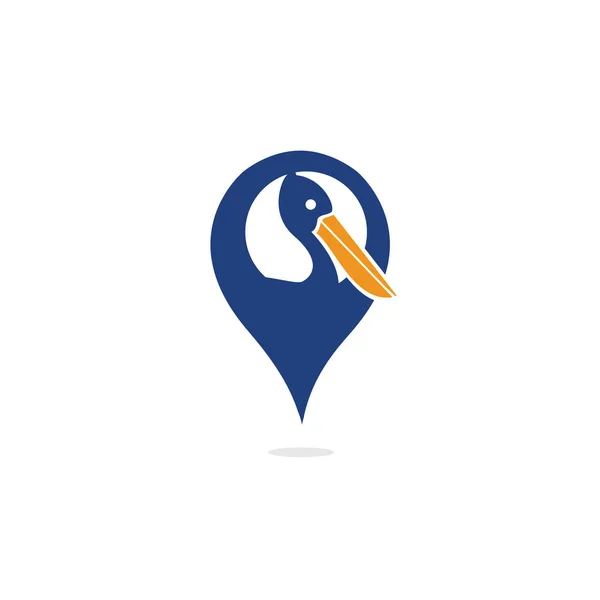 Pelicano Mapa Ponteiro Combinação Logotipo Gps Localizador Símbolo Pelicano Ícone —  Vetores de Stock