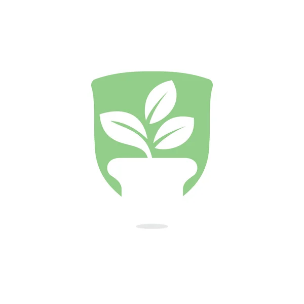 Квітковий Горщик Логотип Рослини Логотип Вирощування — стоковий вектор