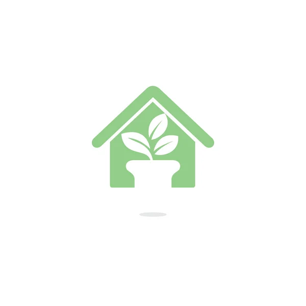 Flower Pot Och Växt Logotypen Tillväxt Vektor Logotypen Eco House — Stock vektor
