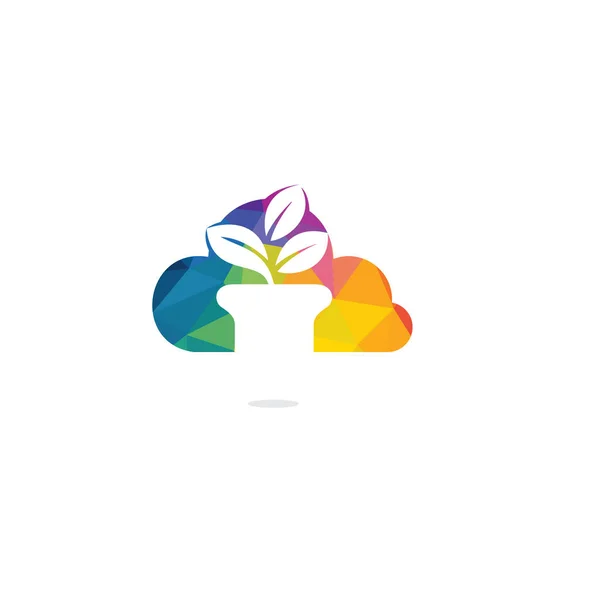 Cloud Flower Pot Logo Design Modelo Projeto Logotipo Vetor Crescimento — Vetor de Stock