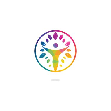 Human character with leaves logo design. Health and beauty salon logo. Nature and fitness logo. vector Human character with leaves logo design. Health and beauty salon logo. Nature and fitness logo. vector