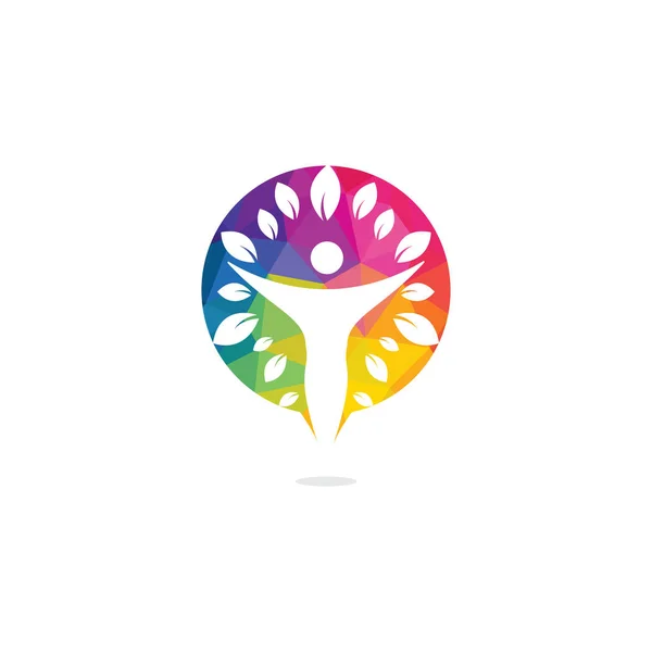Human Character Leaves Logo Design Health Beauty Salon Logo Nature — Stock Vector