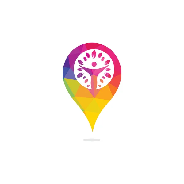 Diseño Del Logotipo Del Vector Árbol Humano Gps Árbol Humano — Vector de stock