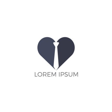 Kalp kravat logo tasarımı. İş ve eğitim vektör logo tasarımı.