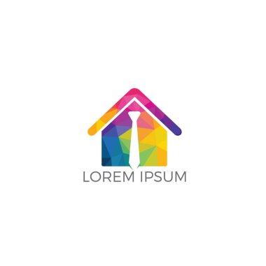 Ev kravat logo tasarımı. İş ve eğitim evi vektör logo tasarımı.
