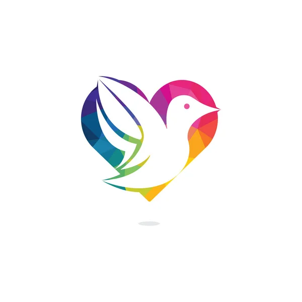 Vogel Liebe Vektor Logo Design Vogel Herz Form Logo Vorlage — Stockvektor