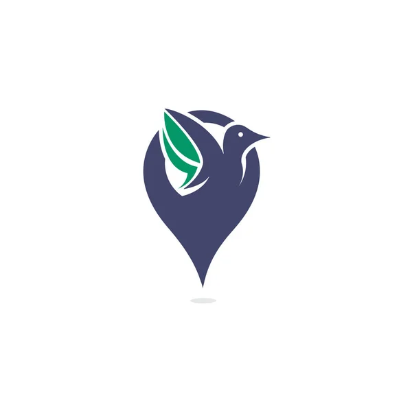 Vogel Und Kartenzeiger Logo Design Moderne Standort Symbol Logo Vektor — Stockvektor