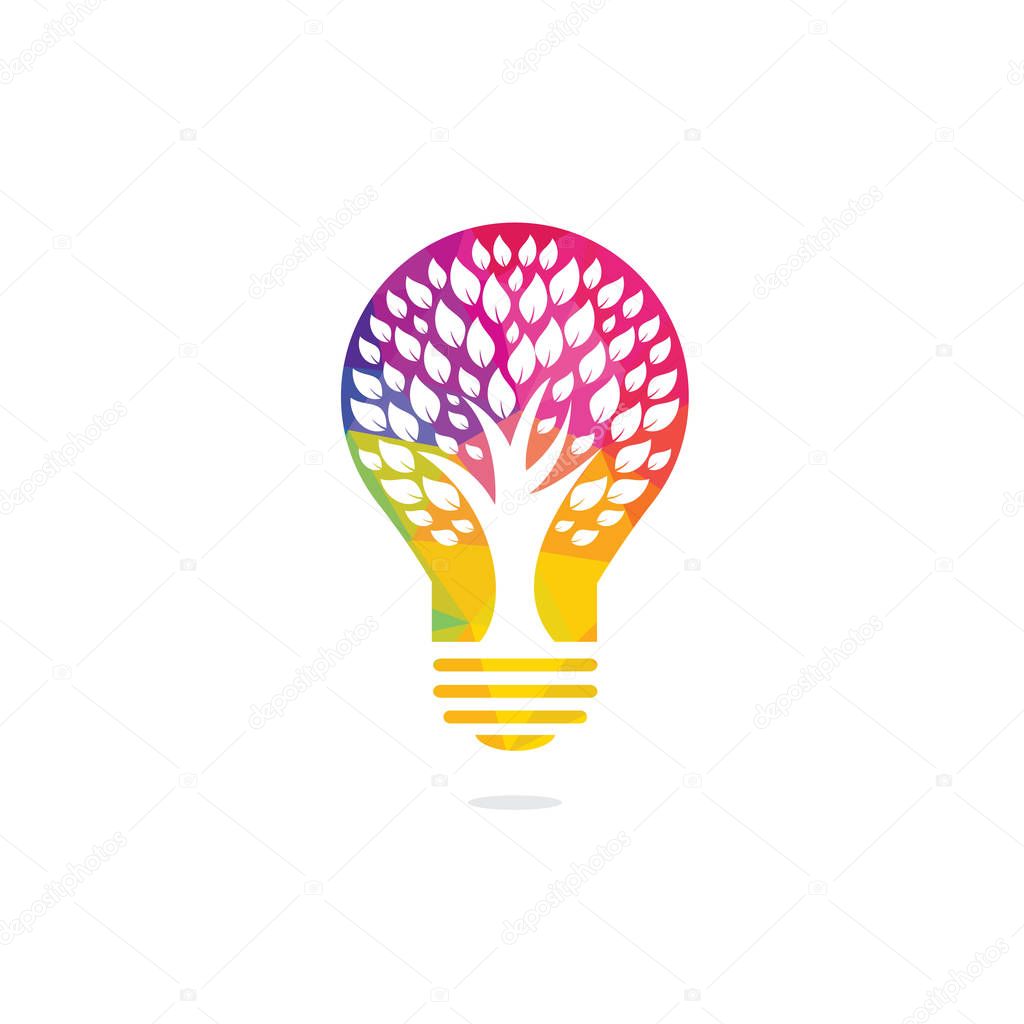 Green light bulb plant symbol logo vector. Logo of green energy. Stylized eco logo bio fuel. Renewable green energy logo design.