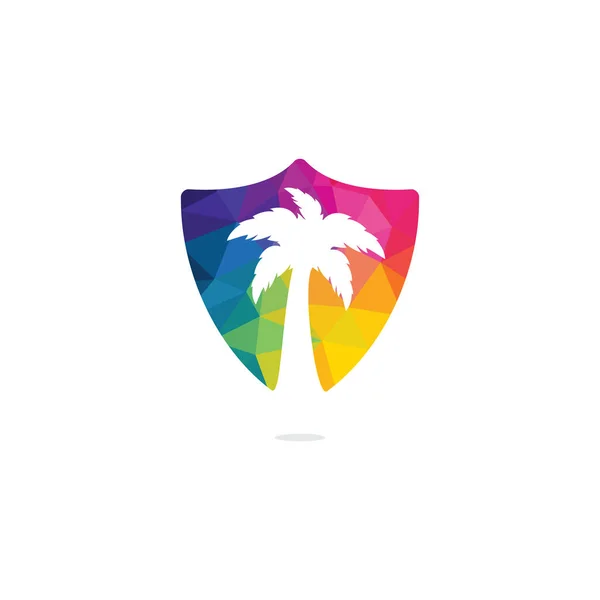 Tropischer Strand Und Palmen Logo Design Kreative Einfache Palme Vektor — Stockvektor